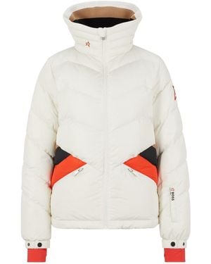 BOSS Apres Solid Patterned Zipped Pocket Ski Jacket - White