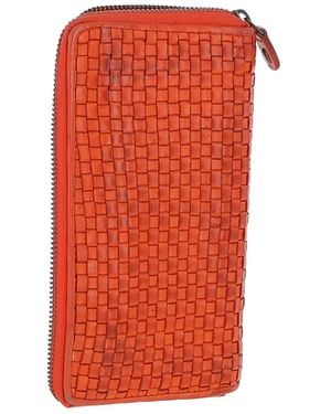 Ashwood Leather Vintage Woven Zip Around Large 10 Card Coin Note Purse - Red