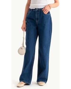 Hiccup High Waist Super Wide Leg Jeans - Blue