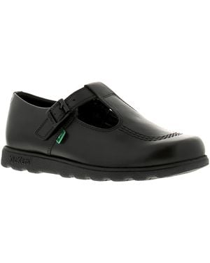 Kickers Shoes Work School Fragma T Buckle Leather - Black