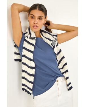 Roman Plain Stretch Cotton Jersey T-Shirt - Blue