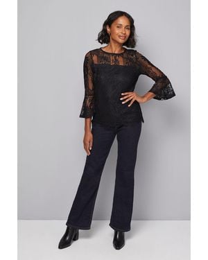 Wallis Occasion Lace Flare Sleeve Top - Black