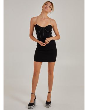 Pink Vanilla Rhinestone Corset Bodycon Dress - Black