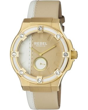 Rebel Flatbush Yelloe Dial Leather Watch - Metallic