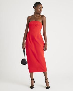 River Island Bandeau Midi Dress Sleeveless Bodycon - Red