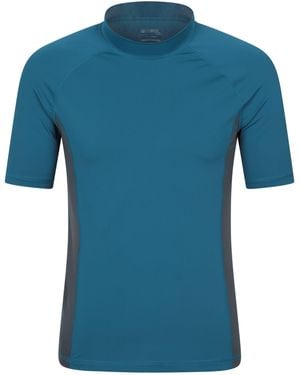 Mountain Warehouse Uv Rash Vest Sun Protection Quick Drying Swimwear Stretchy Beach Surf Top Nylon - Blue