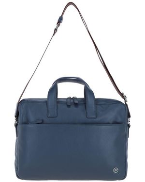 Brampton London 'Commandeer' Real Leather Laptop Bag - Blue
