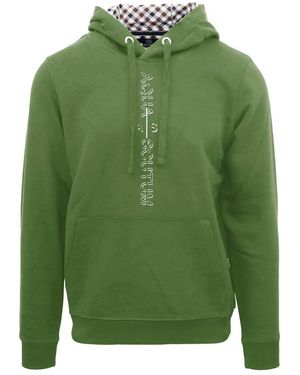 Aquascutum Lacoste Lettering Hooded Neck Long Sleeve Sweatshirt - Green