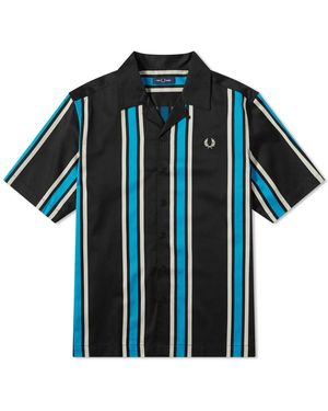 Fred Perry Striped Revere Collar Shirt Cotton - Blue