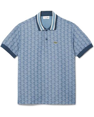 Lacoste Fit Monogram Jacquard Polo Shirt - Blue