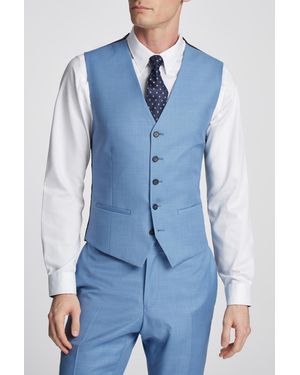 Ted Baker Draco Sharkskin Slim Waistcoat Wool - Blue