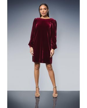 Wallis Velvet Cowl Back Shift Dress - Red