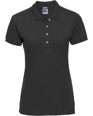 Russell Ladies Stretch Short Sleeve Polo Shirt - Black