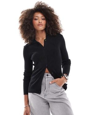 Miss Selfridge Rib Knit Fitted Cardigan - Black