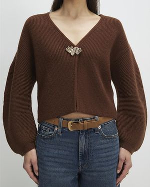 River Island Cardigan Knitted Detail - Brown