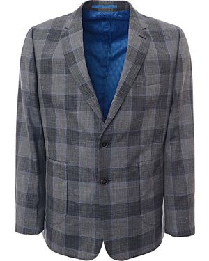 Duchamp London Notch Lapel Over Check Jacket - Blue