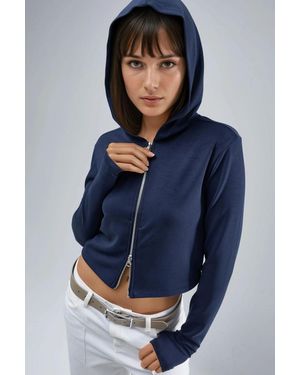 Busem Gevoerde Regular Fit Hooded Zip-Up Jacket - Blauw