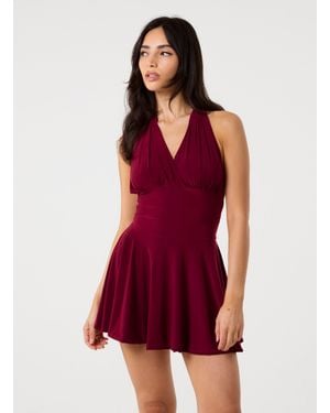 Pink Vanilla Slinky Halter Mini Dress - Red