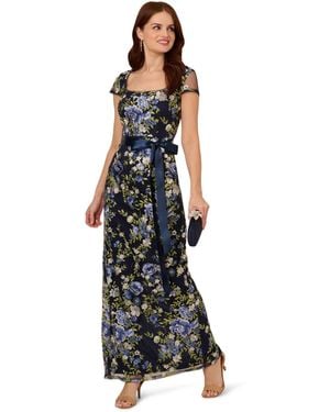 Adrianna Papell Cascading Floral Column Gown - White