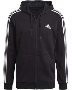 adidas French Terry 3 Stripe Full Zip Hoodie - Blue