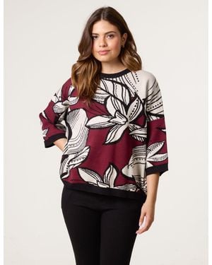 Blue Vanilla Flower Pattern Jumper - Red