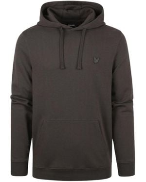 Lyle & Scott Tonal Eagle Logo Gunmetal Pull-Over Hoodie Cotton - Grey