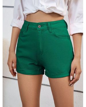 Everyday the Label Hoge Taille Denim Shorts - Groen