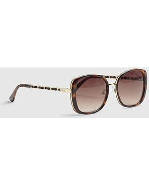 River Island Sunglasses Tortoise Metal Glam Weave - Natural