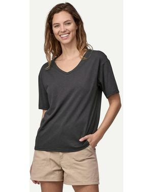 Patagonia V-Neck Mainstay Short Sleeve Top - Black