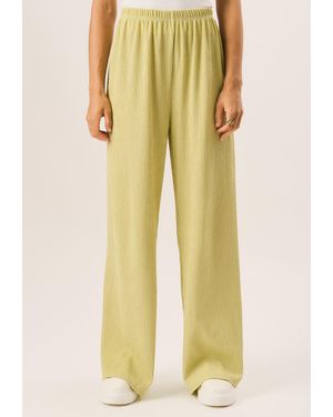 Gini London Textured Pull On Wide Leg Trousers - Yellow