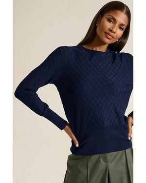 Marks & Spencer Diamond Stitch Jumper - Blue