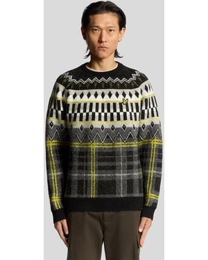 Lyle & Scott Fair Isle Gebreide Tartan Trui - Zwart