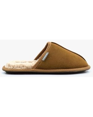 Dunlop Taylor Suede Mule Slippers Cognac - Brown