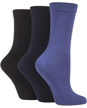 Sock Shop 3 Pack Ladies Plain Bamboo Socks - Blue