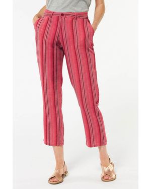 Secret Label Striped Linen Blend Crop Trouser - Red