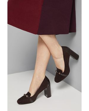 Wallis Wide Fit Lucky Faux Suede High Block Heeled Loafers - Purple