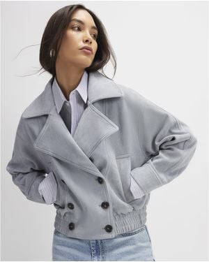River Island Bomber Jacket Faux Suede Collared - Grey