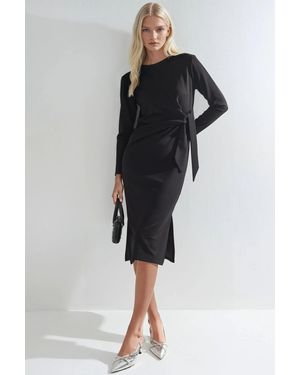 Hiccup Modal Touch Slit Dress - Black