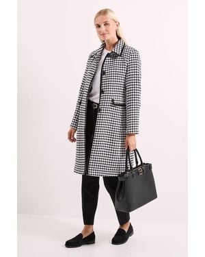 Wallis Principles By Check Contrast Coat - Grey