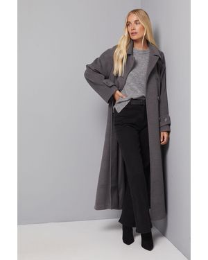 Wallis Petite Maxi Double Breasted Car Coat - Grey