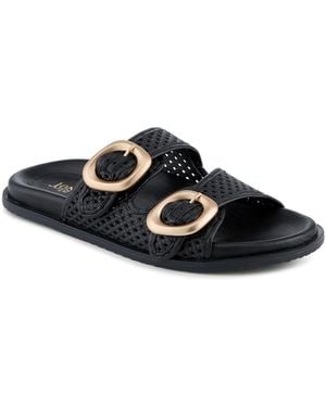 Jones Bootmaker Gisela Leather Dual Buckle Sandals - Black