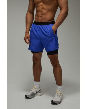 BoohooMAN Active Perforated Stretch Woven 2 - Blue