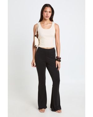 Boohoo Modal Flare Leg Trouser - Black