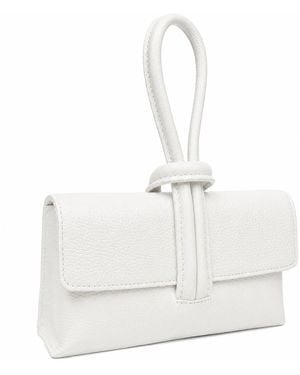 Woodland Leathers Italian Leather Clutch Bag, Convertible Crossbody Shoulder Wristlet Purse - White
