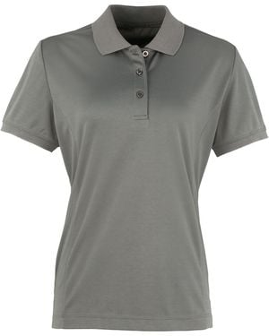 PREMIER Ladies Coolchecker Short Sleeve Pique Polo T-Shirt (Dark) - Grey