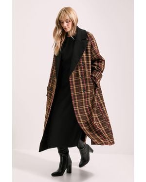 PRINCIPLES Contrast Collar Check Coat - Multicolour