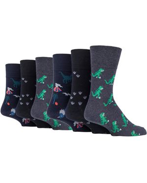 Gentle Grip 6 Pairs Non Elastic Socks - Blue