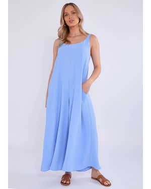 Gini London Air Flow Strappy Wide Leg Jumpsuit - Blue