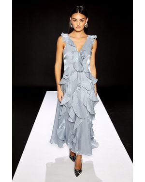 Runway 1.8.1.8 Ruffle V Neck Maxi Dress - Black