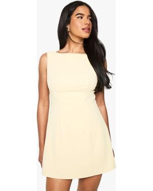 Boohoo Structured A Line Mini Dress - Natural